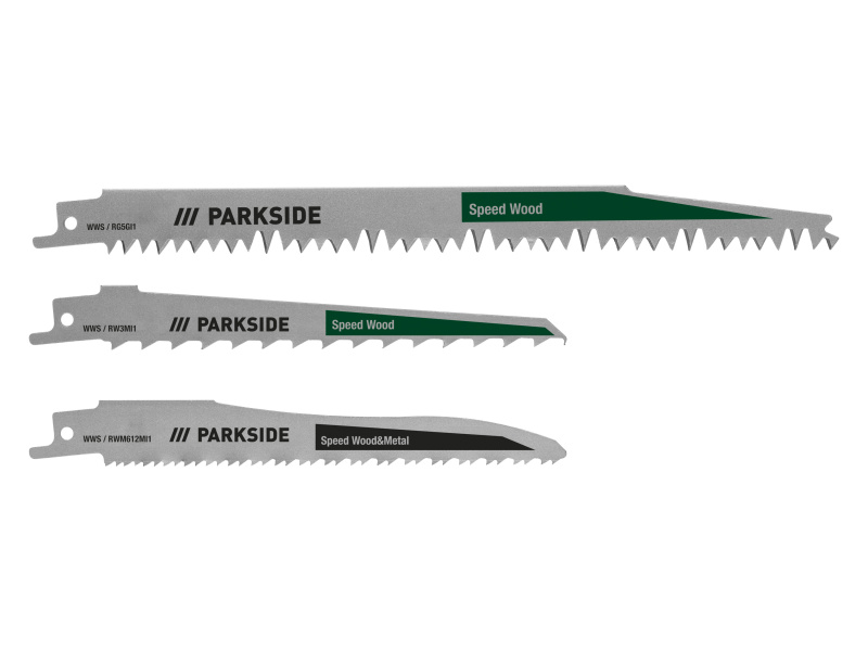 Parkside® Sada pilových listů pro pilu ocasku, 3dílná (dřevo / surové dřevo)