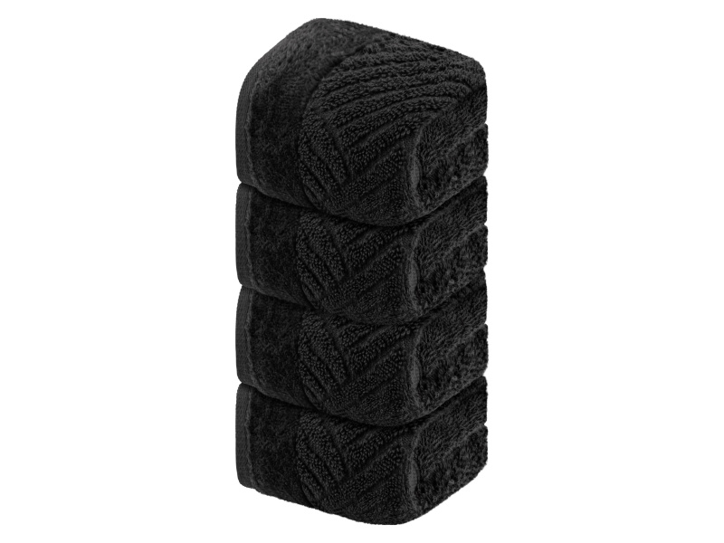 Livarno home Froté ručník pro hosty, 30 x 50 cm, 500 g/m2, 4 kusy (černá)