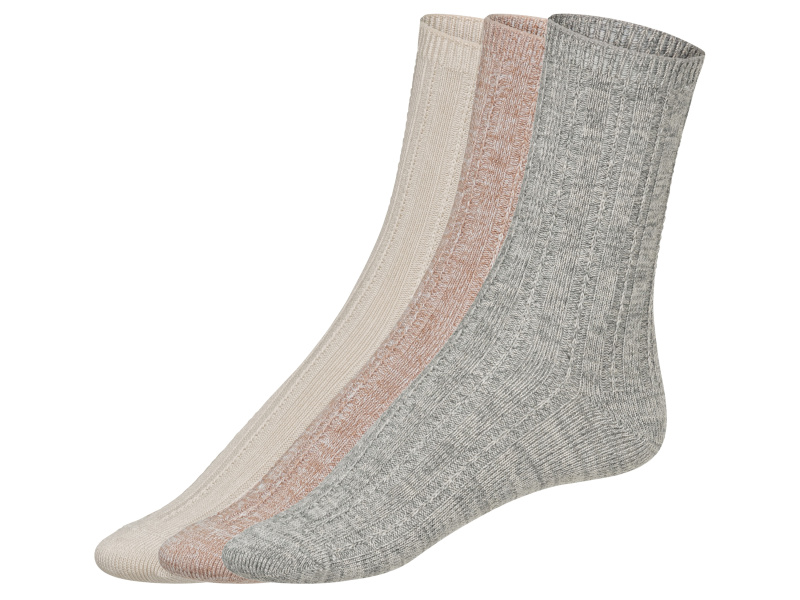esmara® Dámské pletené ponožky, 3 páry (35-38, béžová/šedá)