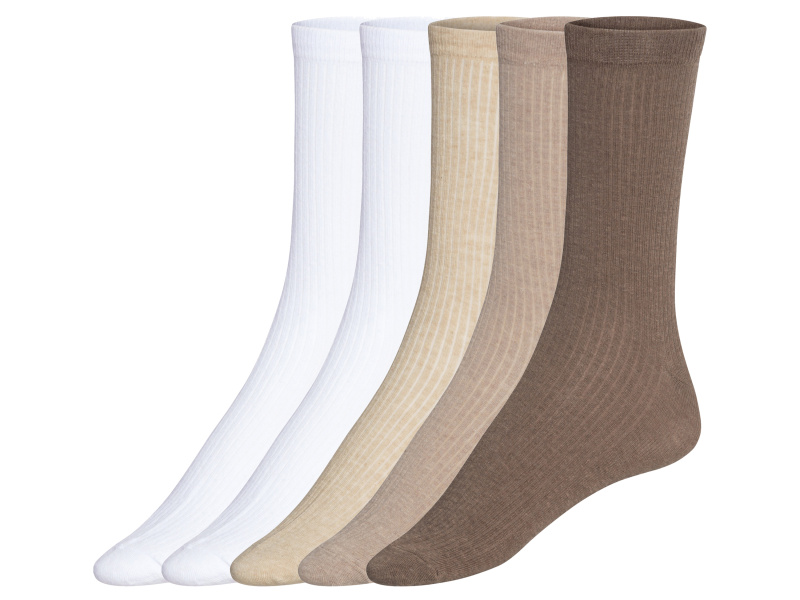 Livergy® Pánské ponožky s BIO bavlnou, 5 párů (bílá/hnědá, 39-42)