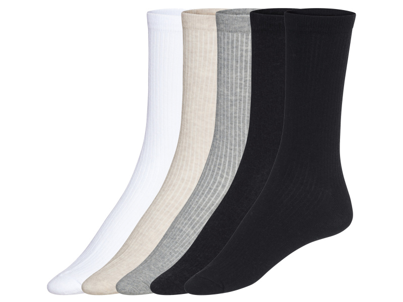 Livergy® Pánské ponožky s BIO bavlnou, 5 párů (bílá / tmavě šedá / šedá / černá, 39-42)