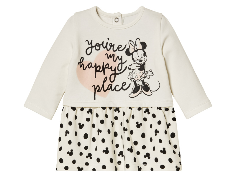 Dívčí mikinové šaty s BIO bavlnou (Minnie Mouse bílá, 62/68)