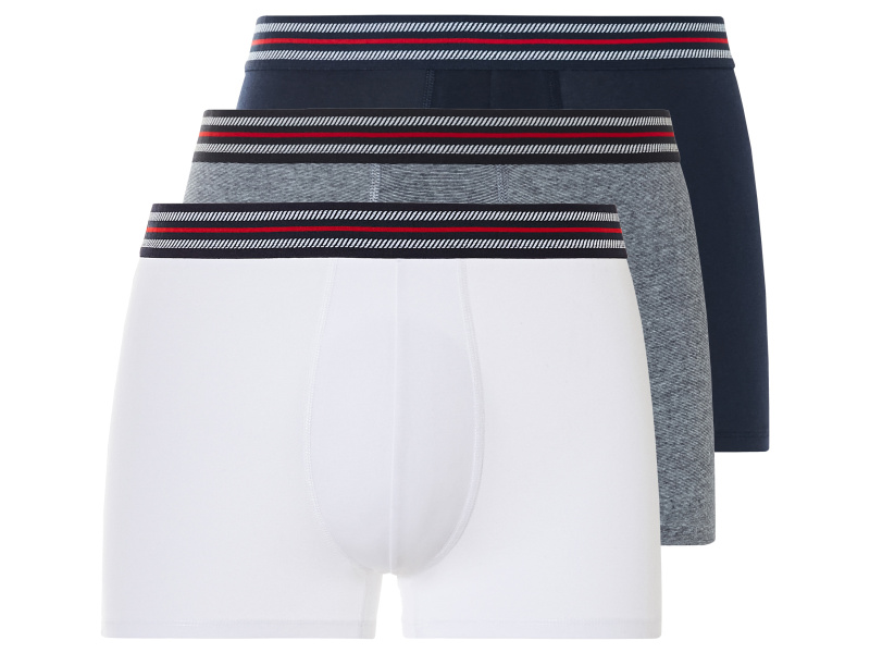 Livergy® Pánské boxerky, 3 kusy (navy modrá / světle modrá / bílá, 5/M)