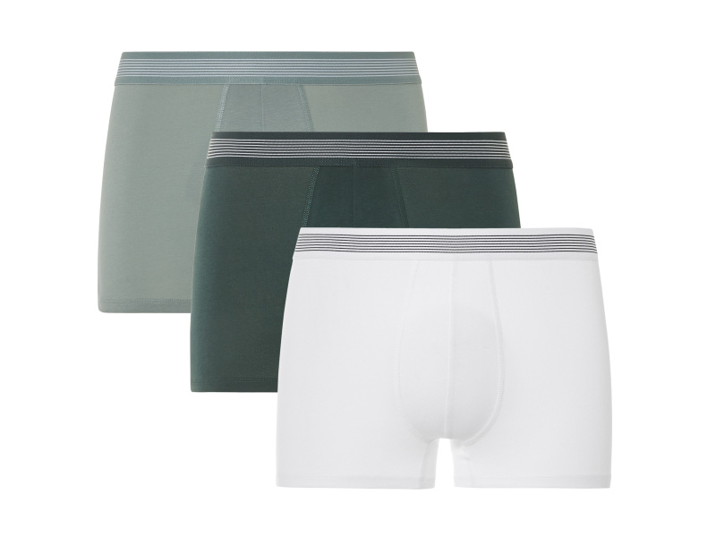 Livergy® Pánské boxerky s BIO bavlnou, 3 kusy (7/Xl, zelená/bílá)