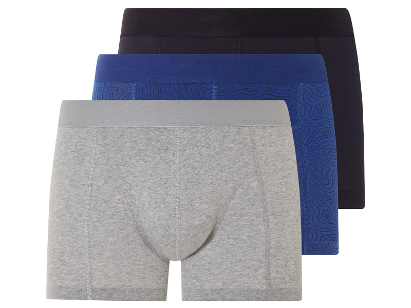 Livergy® Pánské boxerky s BIO bavlnou, 3 kusy (4/S, modrá/šedá)
