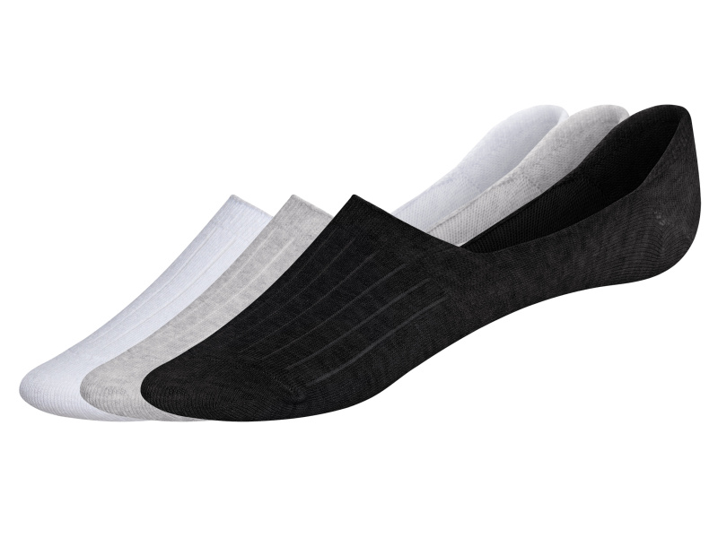 esmara® Dámské nízké ponožky s BIO bavlnou, 3 páry (35-38, bílá/šedá/černá)