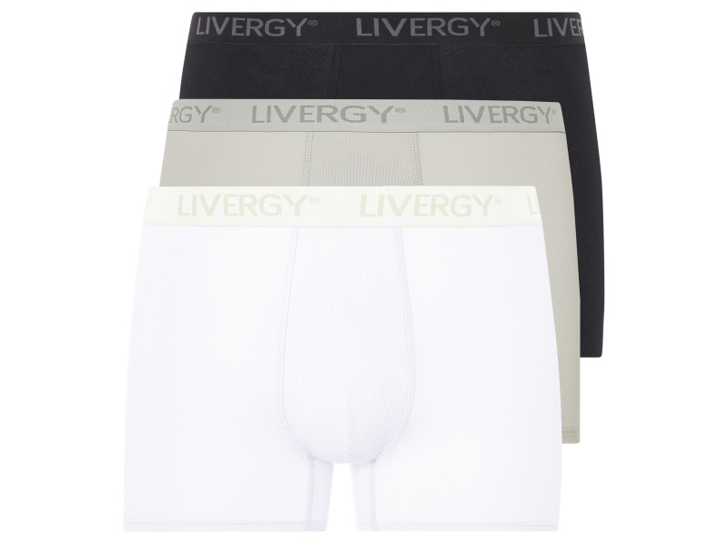 Livergy® Pánské boxerky, 3 kusy (bílá / světle šedá / černá, 7/Xl)