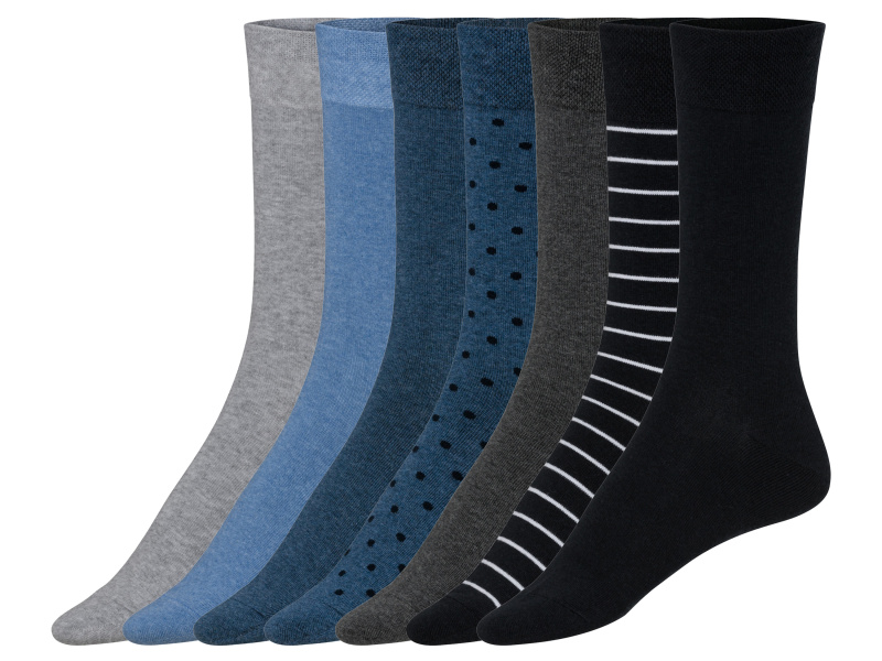 Livergy® Pánské ponožky s BIO bavlnou, 7 párů (modrá/šedá/černá, 39-42)