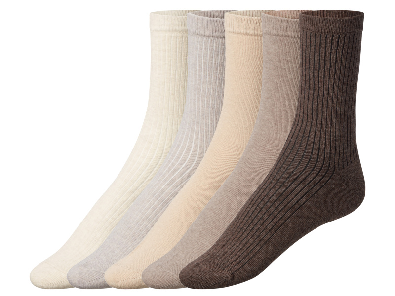 esmara® Dámské ponožky s BIO bavlnou, 5 párů (béžová/černá, 35/38)