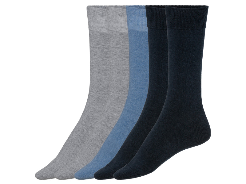 Livergy® Pánské ponožky s BIO bavlnou, 5 párů (šedá / modrá / navy modrá, 43/46)