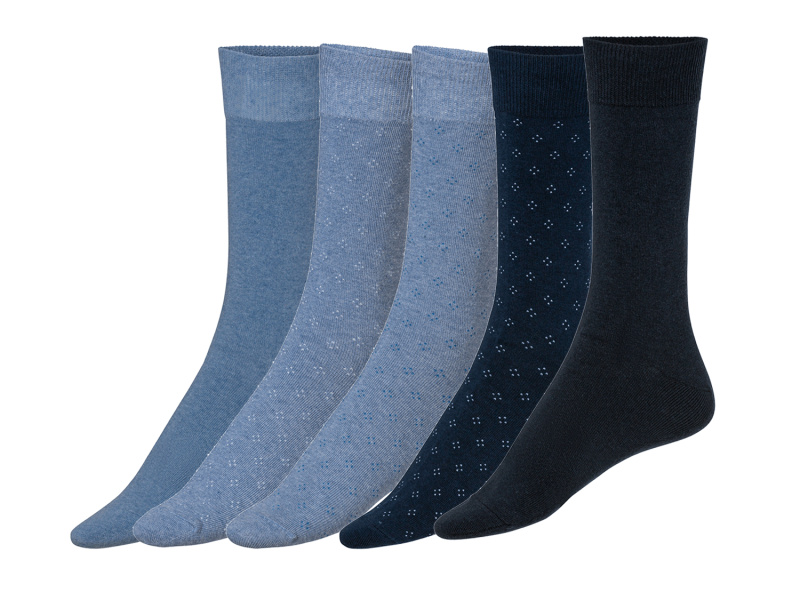 Livergy® Pánské ponožky s BIO bavlnou, 5 párů (navy modrá / modrá, 43/46)