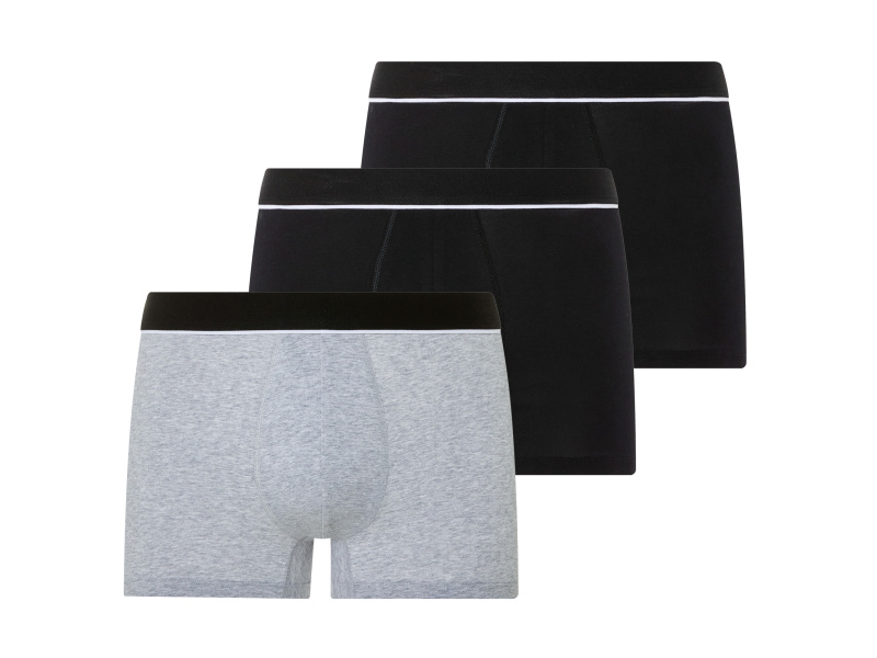 Livergy® Pánské boxerky s BIO bavlnou, 3 kusy (černá/šedá, 6/L)