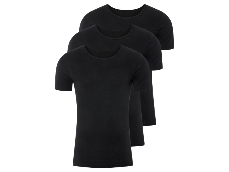 Livergy® Pánské spodní triko, 3 kusy (kulatý výstřih, 5/M, černá)