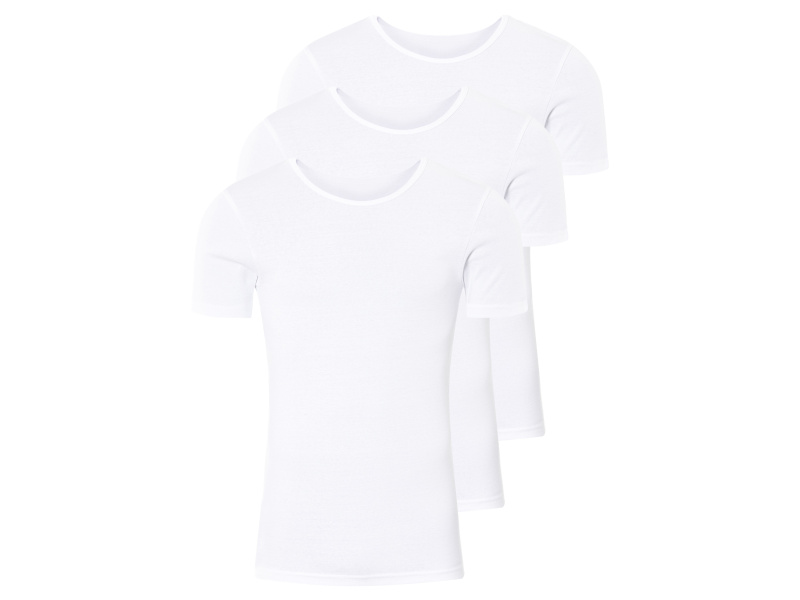 Livergy® Pánské spodní triko, 3 kusy (kulatý výstřih, 5/M, bílá)