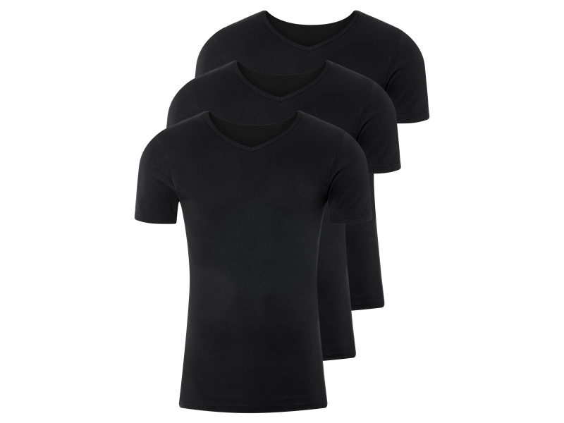 Livergy® Pánské spodní triko, 3 kusy ("V" výstřih, 7/Xl, černá)