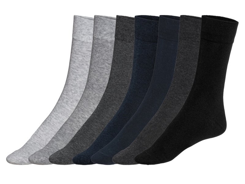 Livergy® Pánské ponožky s BIO bavlnou, 7 párů (šedá / navy modrá / černá, 39-42)