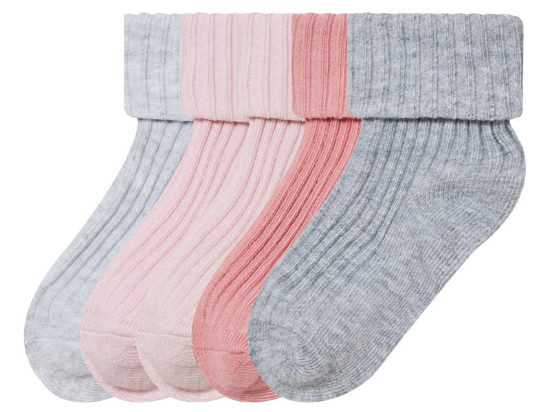 lupilu® Dětské ponožky s BIO bavlnou, 5 párů (15-18, růžová/růžová/šedá)