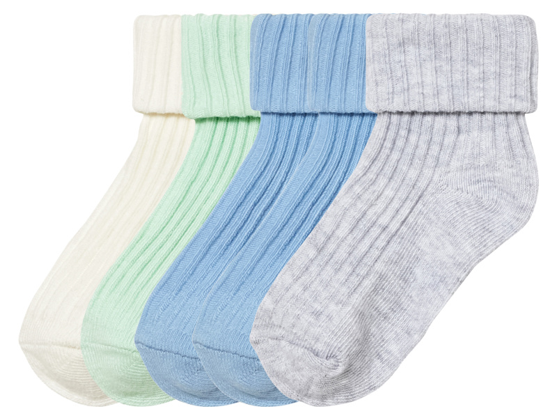lupilu® Dětské ponožky s BIO bavlnou, 5 párů (15-18, zelená/modrá/bílá/šedá)