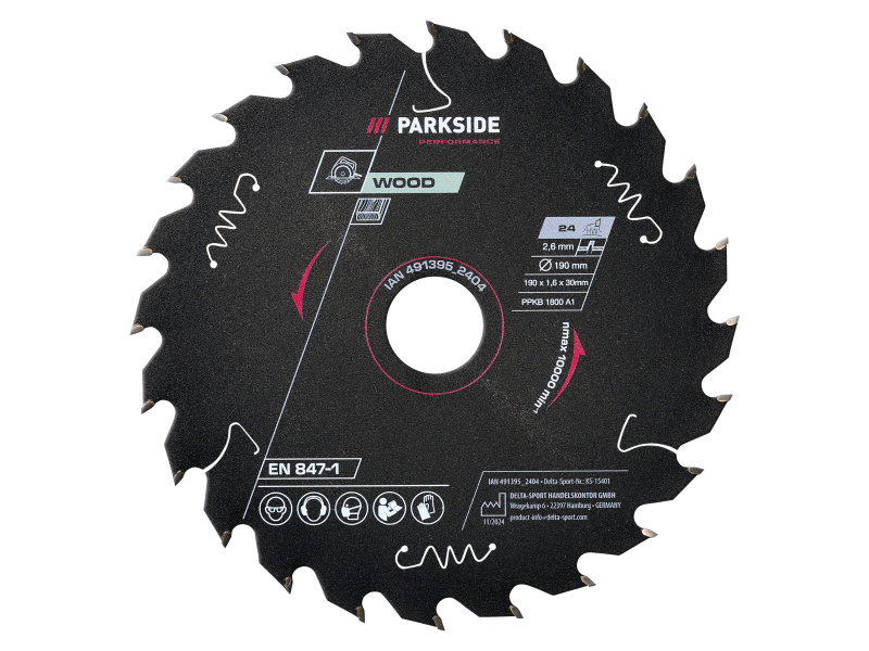 Parkside Performance® Pilový kotouč pro okružní pily, 190 mm (dřevo, 24 zubů)