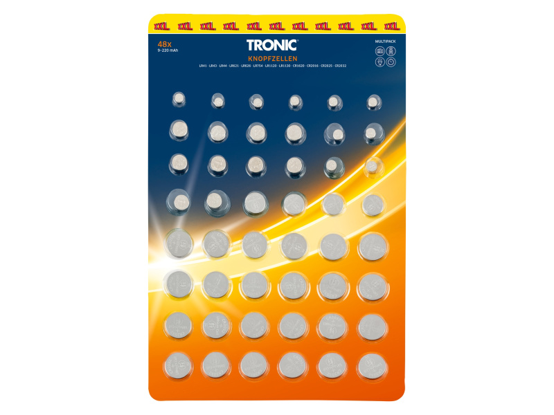 Tronic® Knoflíková baterie Xxl, 48 kusů