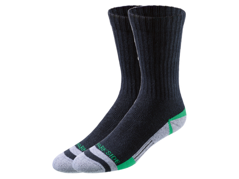 Parkside® Pánské pracovní ponožky, 2 páry (černá/zelená, 39/42)