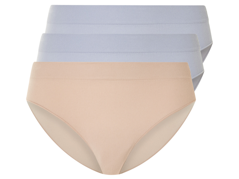 esmara® Dámské bezešvé kalhotky, 3 kusy (S (36/38), modrá/béžová)