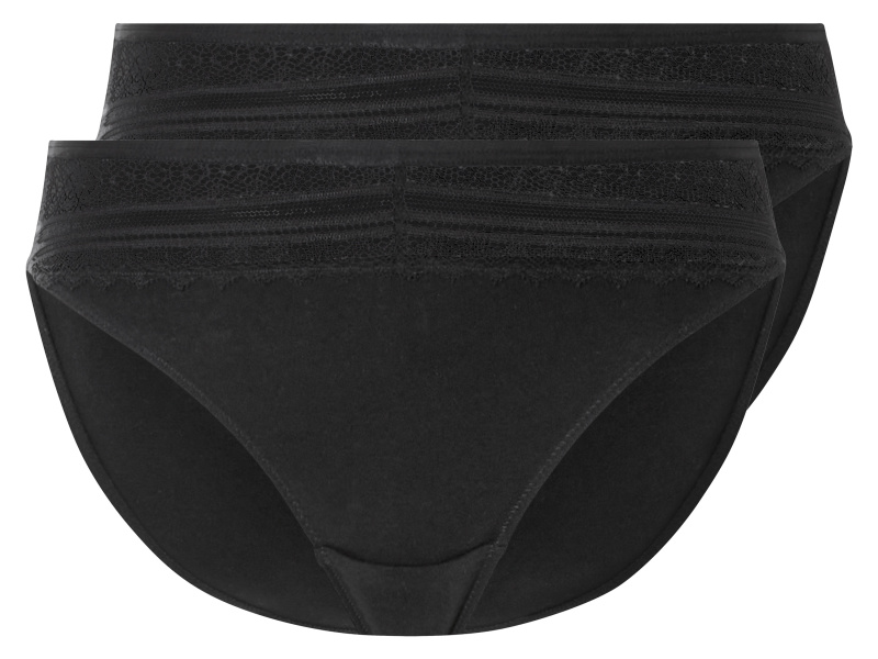 esmara® Dámské kalhotky s krajkou, 2 kusy (černá, S (36/38))