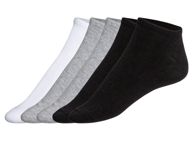 Livergy® Pánské kotníkové ponožky, 5 párů (bílá/šedá/černá, 39-42)