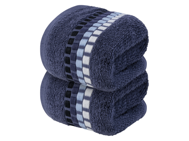 Livarno home Froté ručníky pro hosty, 2 ks, 30 x 50 cm (tmavě modrá)