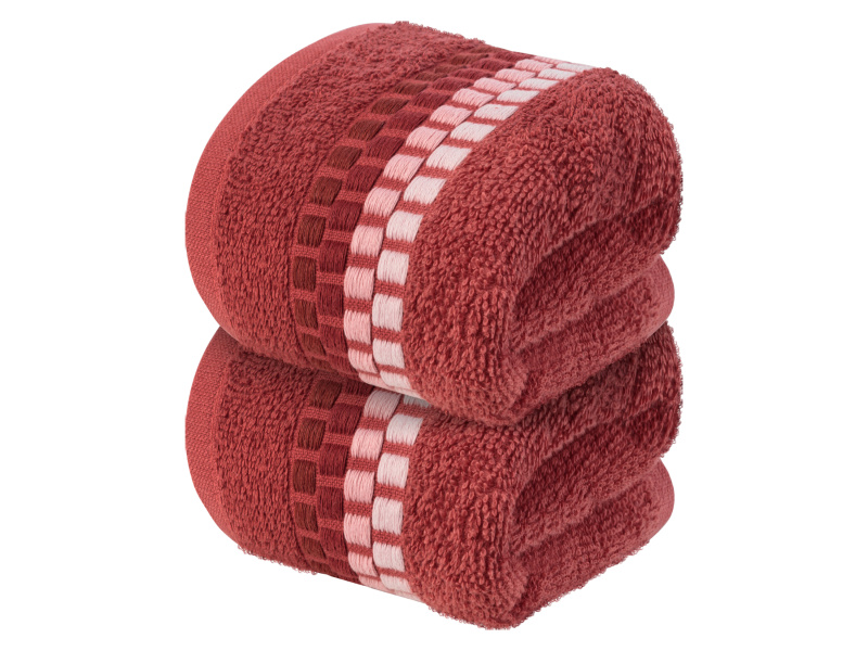 Livarno home Froté ručníky pro hosty, 2 ks, 30 x 50 cm (červená)