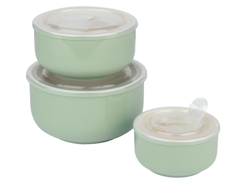 Livarno home Sada porcelánových misek, 3dílná (mintová)