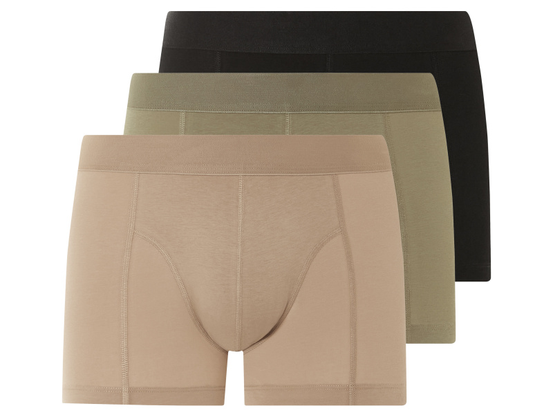 Livergy® Pánské boxerky s BIO bavlnou, 3 kusy (4/S, černá/khaki/béžová)
