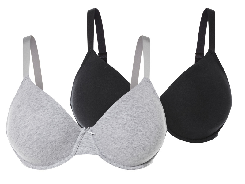 esmara® Dámská podprsenka Xxl, 2 kusy (černá/šedá, 90D)