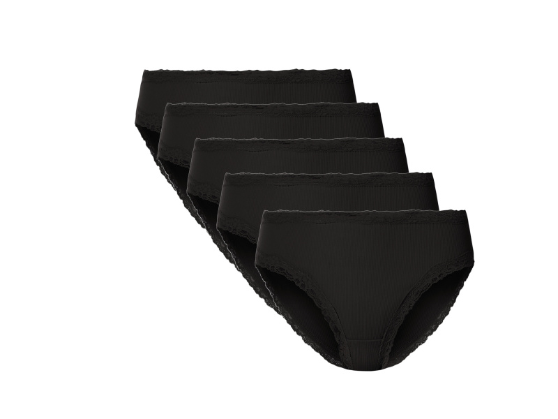 esmara® Dámské kalhotky s krajkou, 5 kusů (černá, M(40/42))