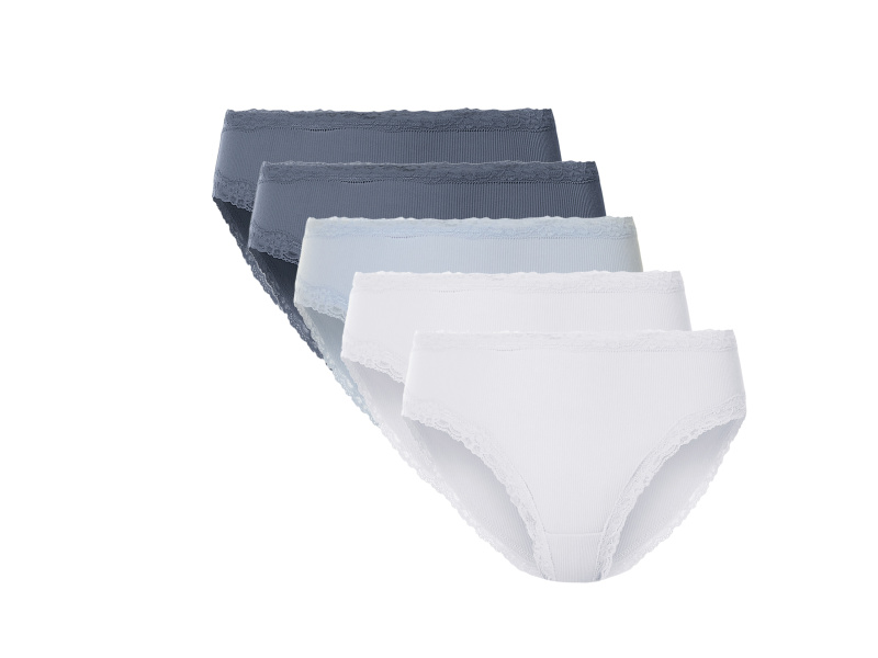 esmara® Dámské kalhotky s krajkou, 5 kusů (modrá/bílá, M(40/42))