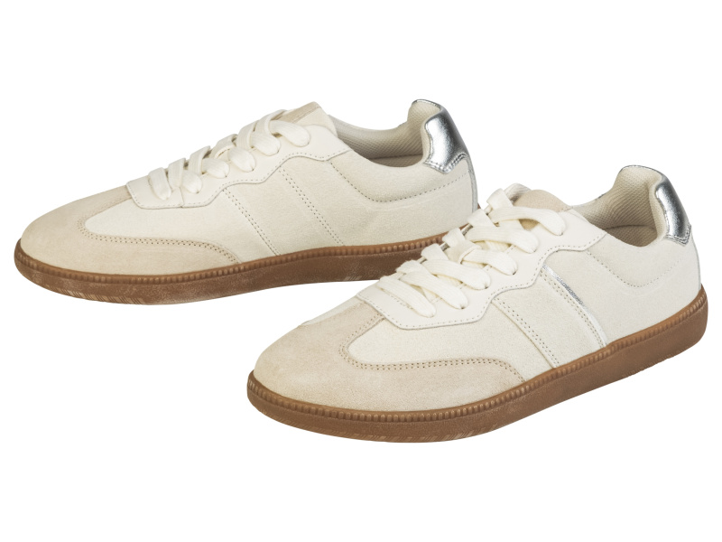 esmara® Dámská kožená obuv „Sneaker" (béžová/stříbrná, 41)