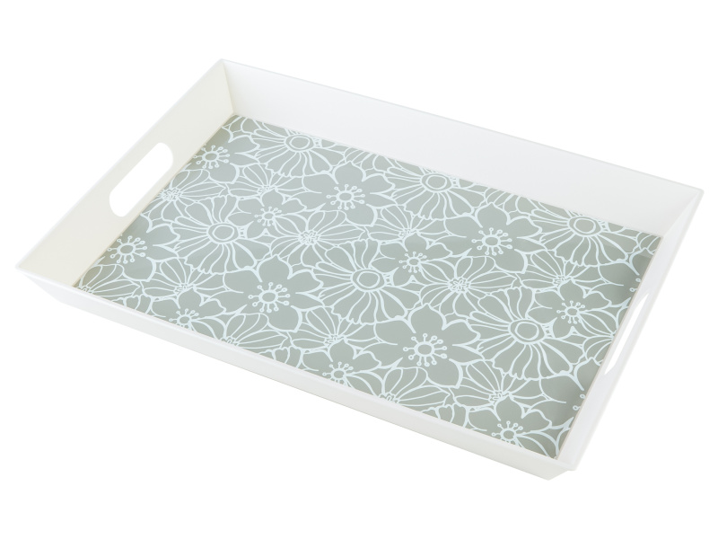 Livarno home Podnos, 50 x 35 cm (květy šedá)