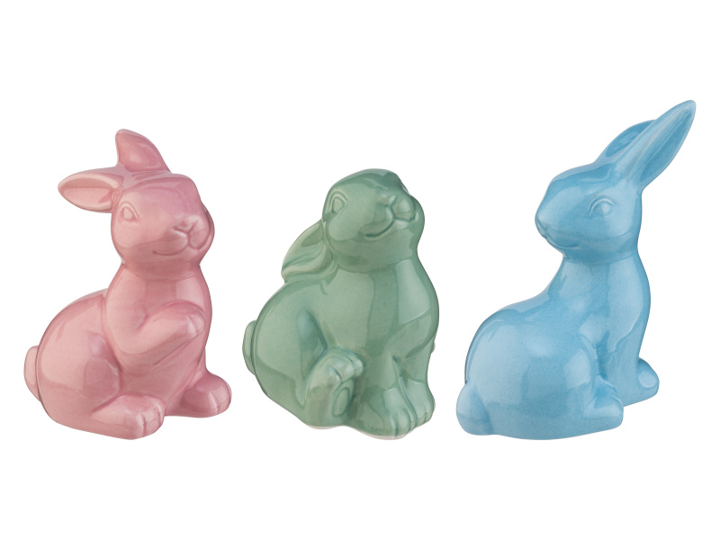 Livarno home Sada keramických velikonočních figurek / Keramická velikonoční figurka (Sada 3 barevných králíků)
