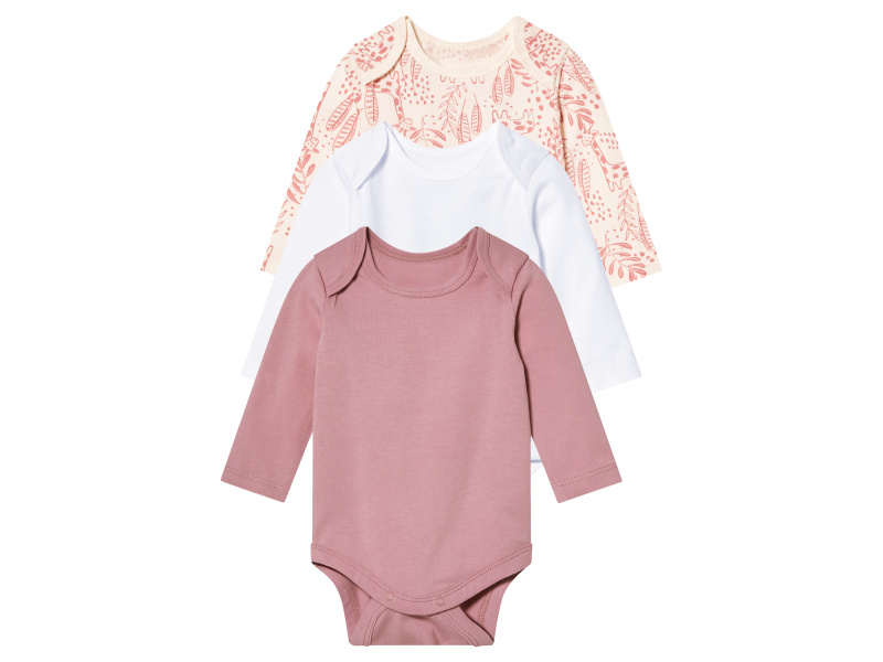 lupilu® Dětská body, 3 kusy (bílá / světle růžová, 74/80)