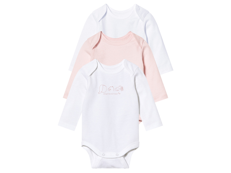 lupilu® Dětská body, 3 kusy (bílá/světle růžová, 86/92)
