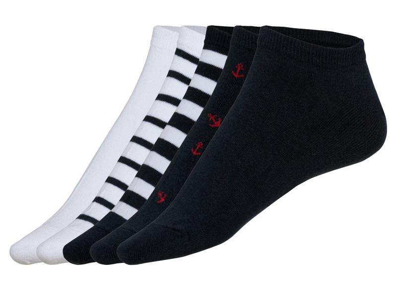 Livergy® Pánské nízké ponožky s BIO bavlnou, 5 párů (bílá / navy modrá, 39/42)