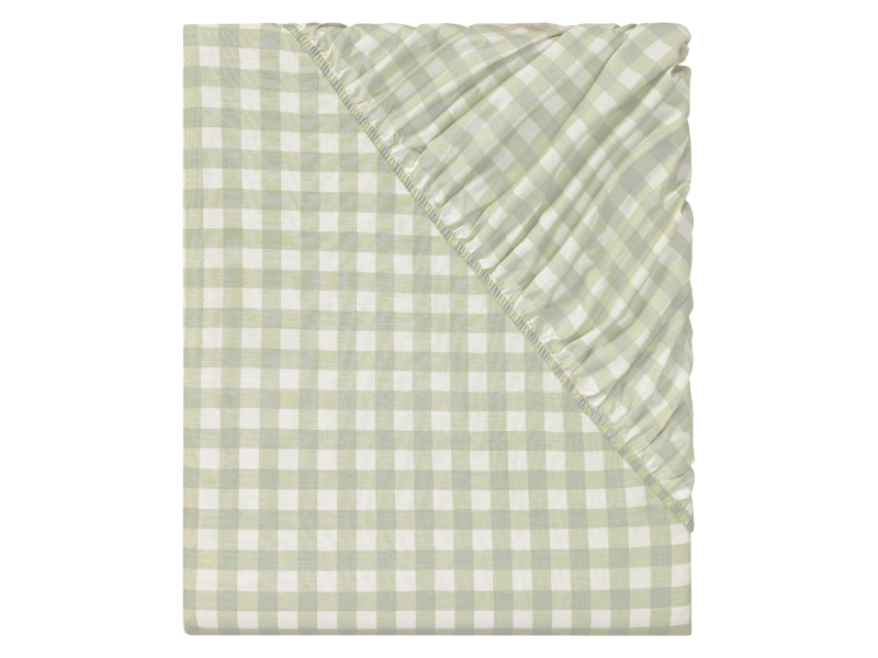 Livarno home Napínací prostěradlo Renforcé, 90-100 x 200 cm (zelená/kostkovaná)