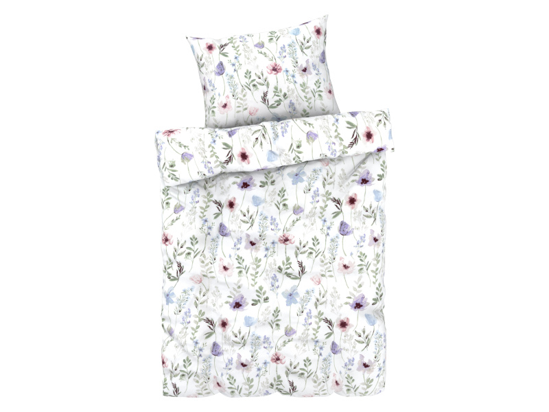 Livarno home Ložní povlečení Renforcé, 140 x 200 cm, 70 x 90 cm (květinový vzor / bílá)