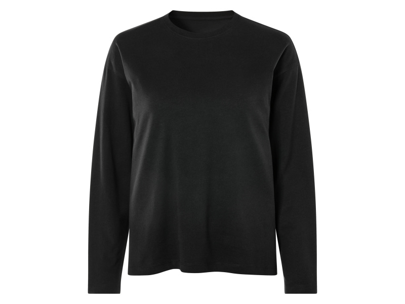 esmara® Dámské triko s dlouhými rukávy s BIO bavlnou (XL (48/50), černá)