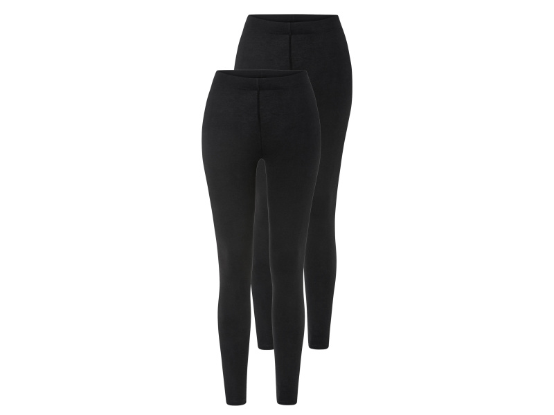 esmara® Dámské legíny s BIO bavlnou, 2 kusy (černá, S (36/38))