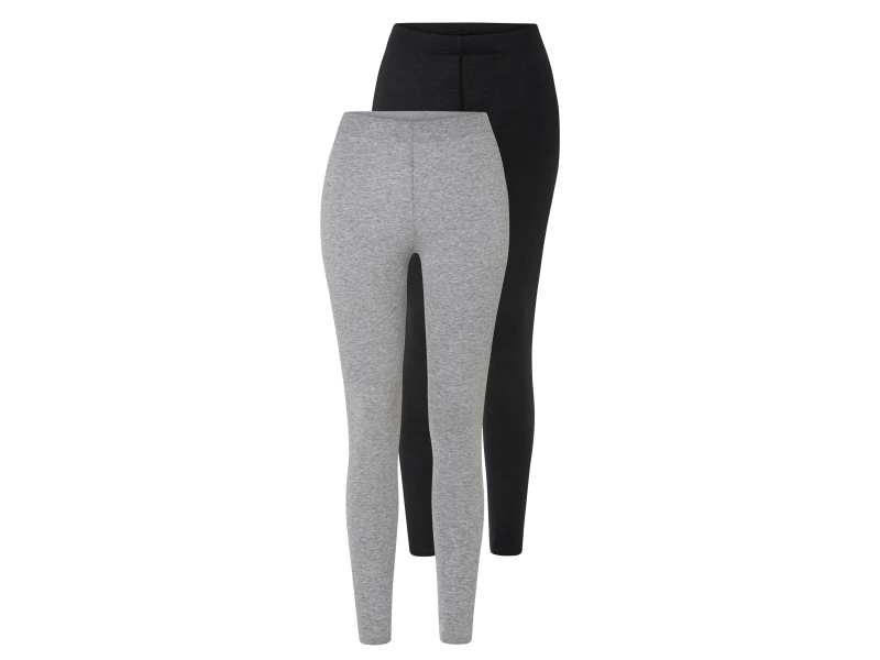 esmara® Dámské legíny s BIO bavlnou, 2 kusy (XS (32/34), černá/šedá)
