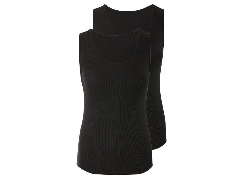 esmara® Dámské vroubkované tílko, 2 kusy (černá, XS (32/34))