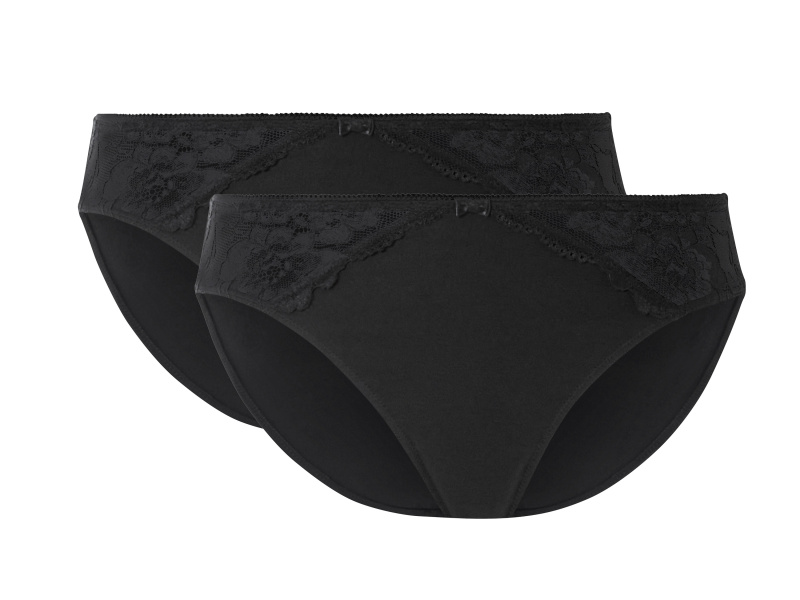 esmara® Dámské kalhotky s krajkou, 2 kusy (černá, S(36/38))
