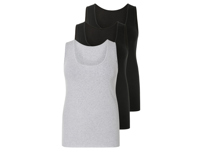 esmara® Dámské tílko Xxl, 3 kusy (Xxl (52-54), černá/šedá)