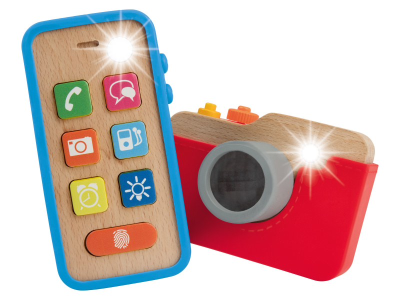 Playtive Dřevěný telefon a fotoaparát